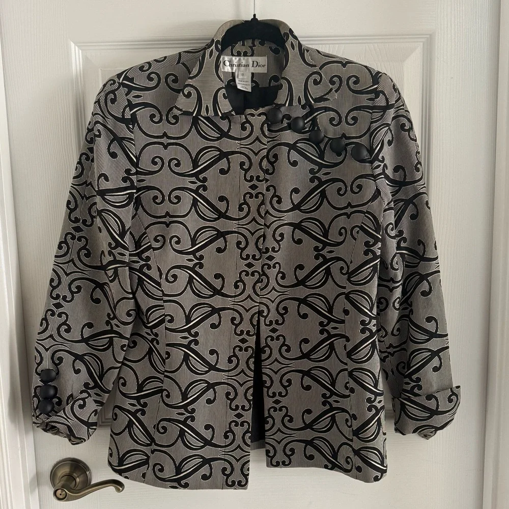 Dior Gray Black Patterned Blazer Jacket